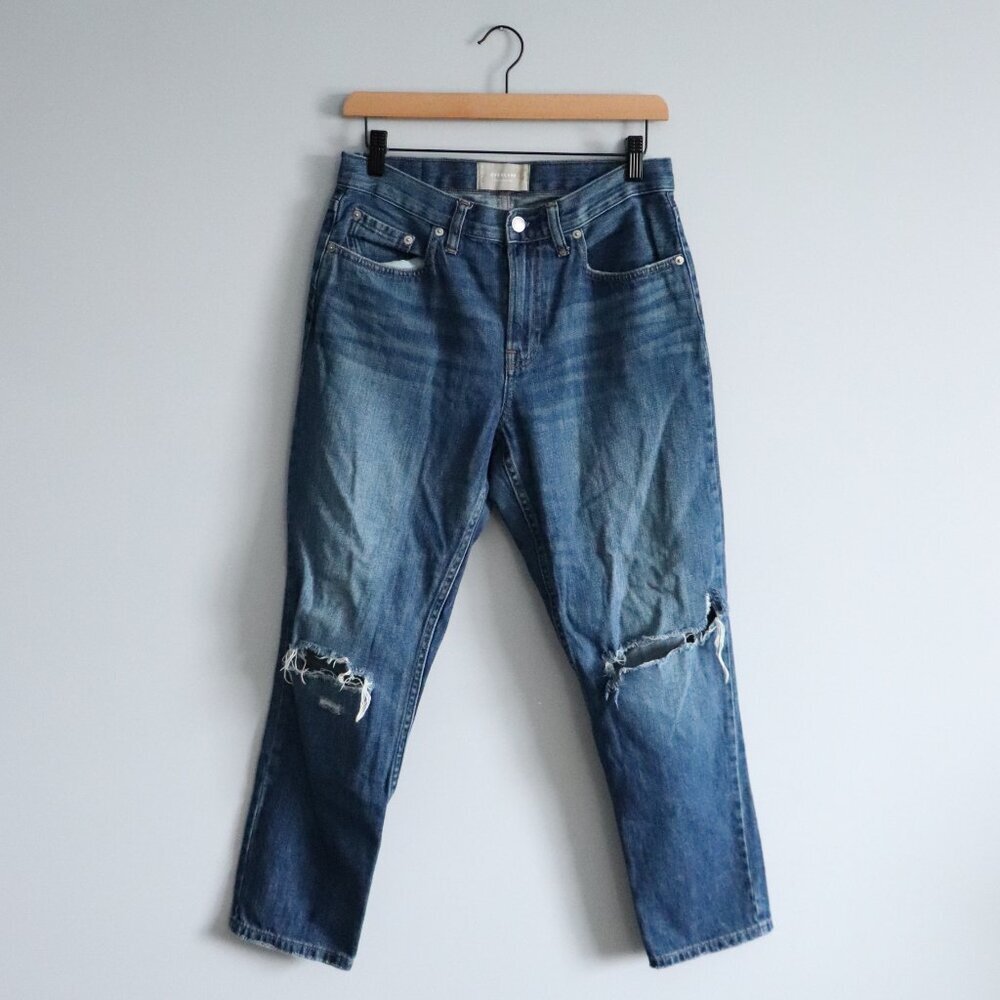 Everlane Women's Sz 27R The Summer Distressed High Rise Medium Wash‎ Denim Jeans